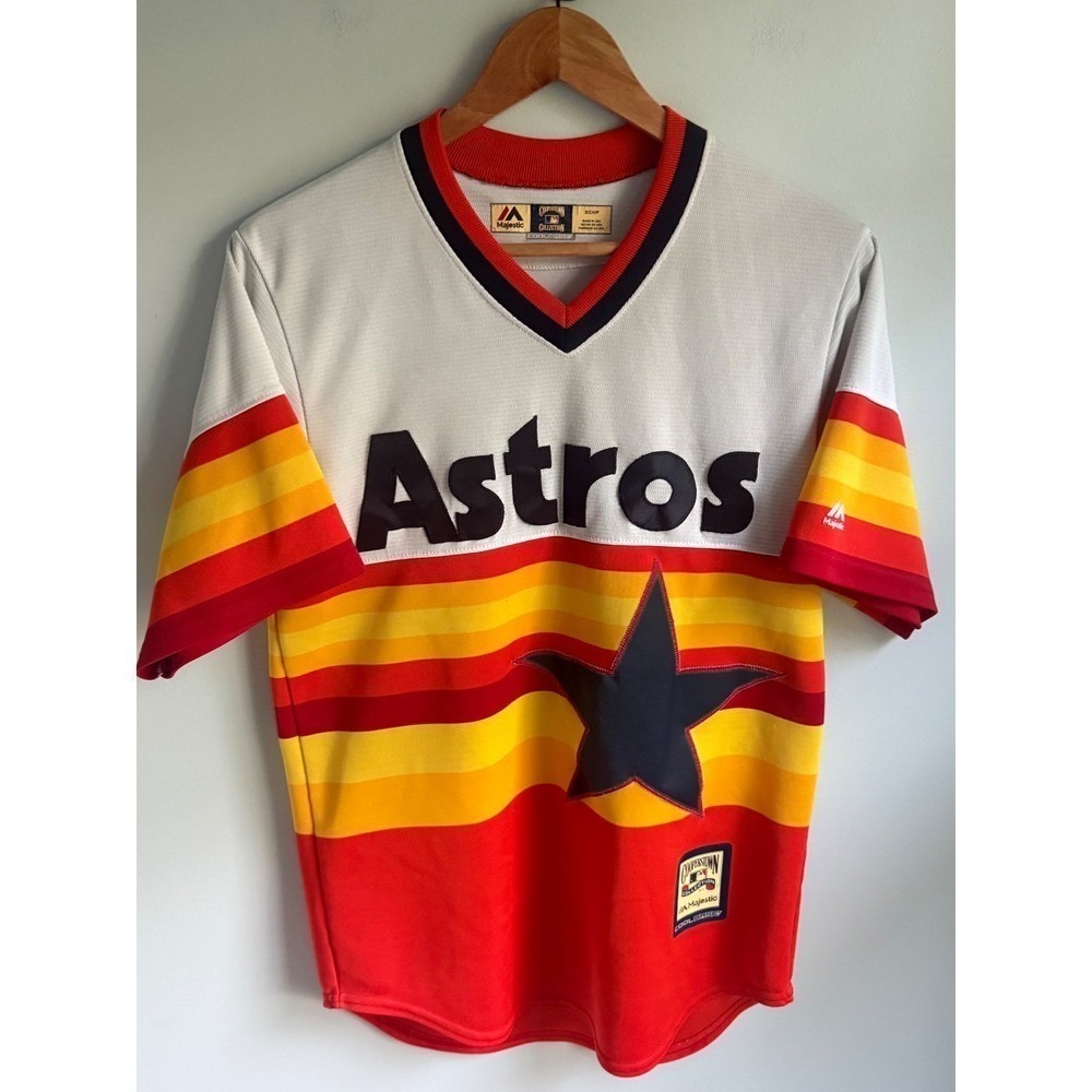 Vintage Majestic Houston Astros Jersey Cooperstown Collection Rainbow Mens S
